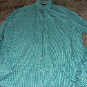 Peter Millar Teal Checkered Button Down Shirt